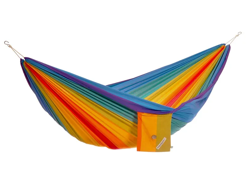 HängemattenGlück HängemattenGlück Single-Reisehängematte CAMINO S aus Bio-Baumwolle, Colorido (regenbogen-bunt), – Produktbild 1 von 5