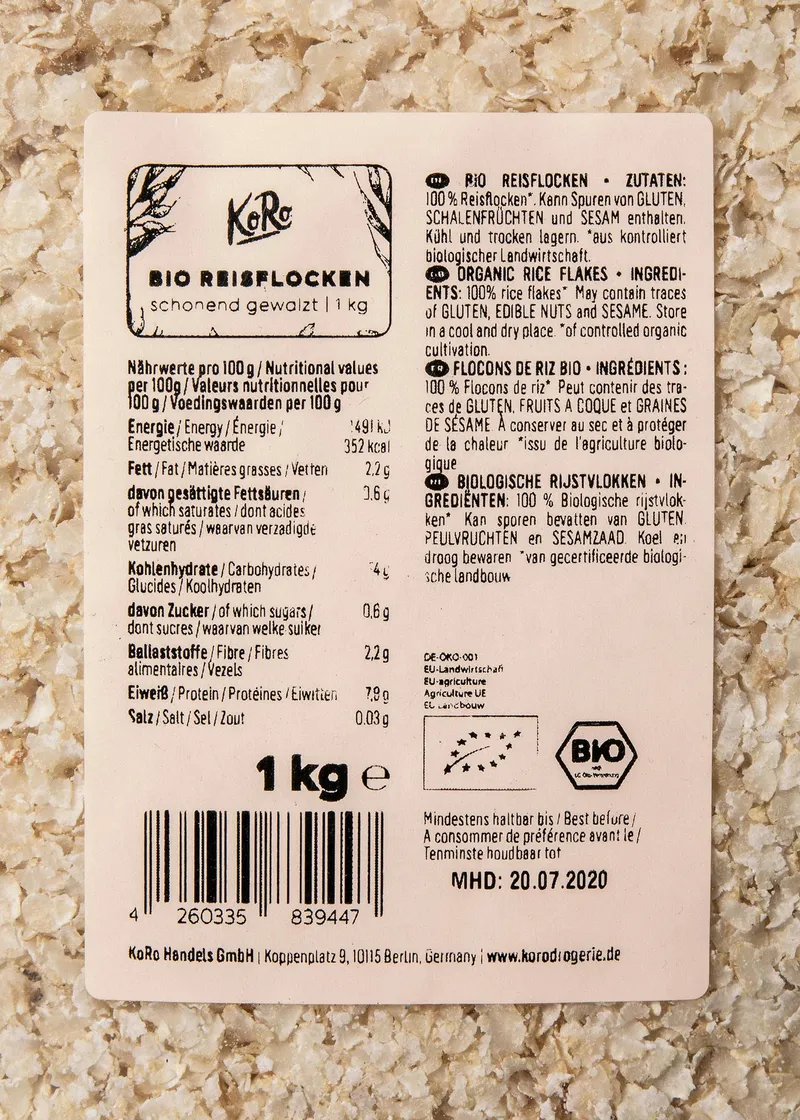 KoRo Bio Reisflocken 1 kg – Produktbild 3 von 5