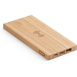 hi!dea™ hi!dea™ FITCH. Powerbank 5'000 mAh mit 5W wireless Ladegerät aus Bambus – Produktbild 1 von 1