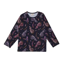 Walkiddy Kinder Langarmshirt GOTS-zertifiziert aus Bio-Baumwolle, blau mit Heideblüten-Muster – Walkiddy, weich & hautfreundlich für jeden Tag – Produktbild 1 von 1