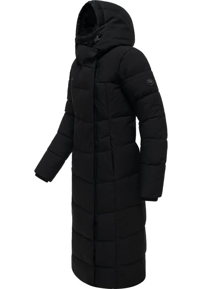 ragwear ragwear Steppmantel Pavla Extralong zeitloser, wasserdichter Damen Wintermantel, Schwarz, – Produktbild 3 von 4