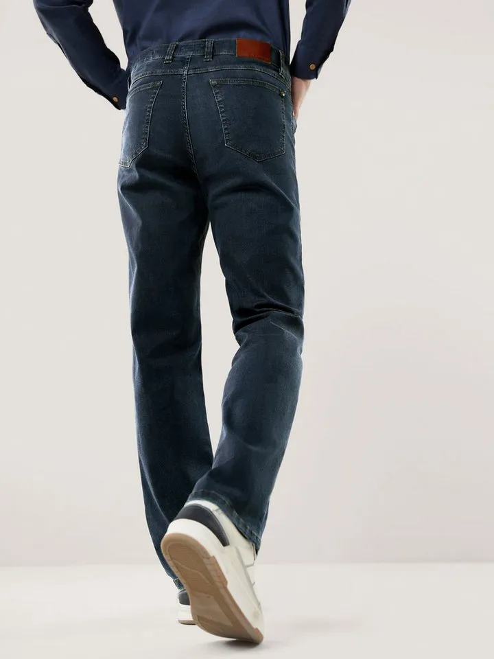 Walbusch 5-Pocket-Jeans Herren Flex 5-Pocket Jeans Comfort Fit bügelfrei TENCEL, bügelfrei, atmungsaktiv, Langgröße, Blau, – Produktbild 3 von 5