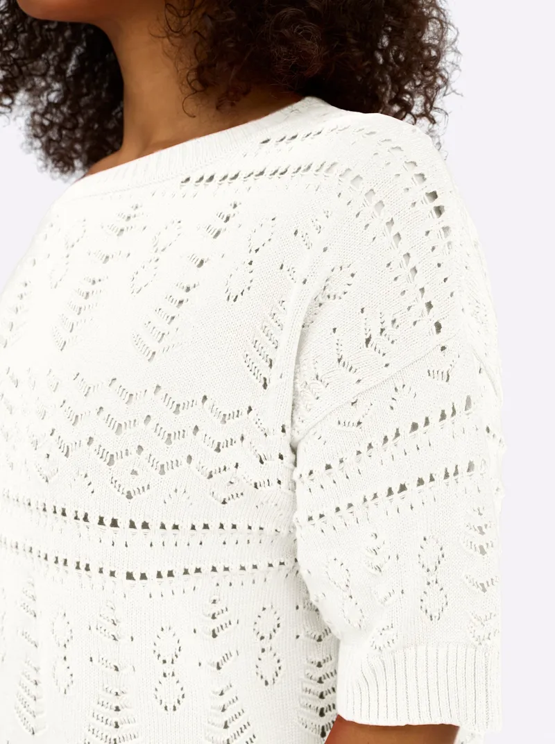 sheego Kurzarmpullover ecru, Ecru, – Produktbild 2 von 2