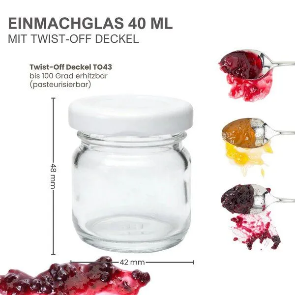 mikken mikken 10 kleine Einmachgläser 40 ml mit Schraubdeckel, Weiß, – Produktbild 4 von 8