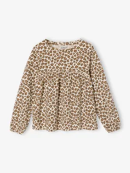 Vertbaudet Mädchen Langarm-Blusenshirt mit Print  leo – Produktbild 1 von 1