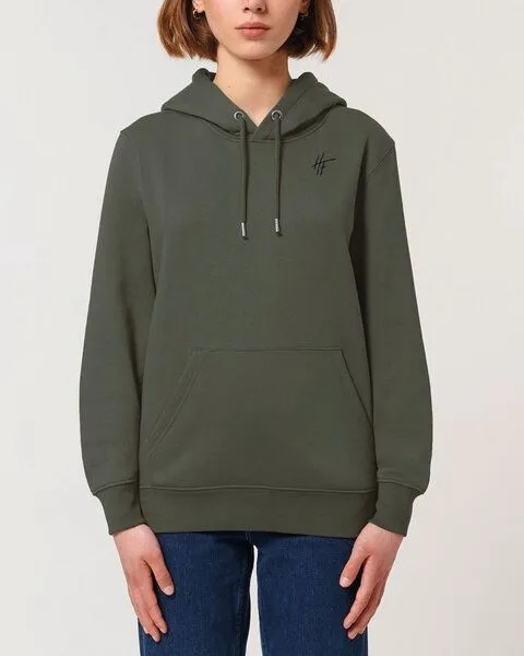 Human Family Human Family Bio Unisex Basic Hoodie - "HF", Khaki, – Produktbild 2 von 4