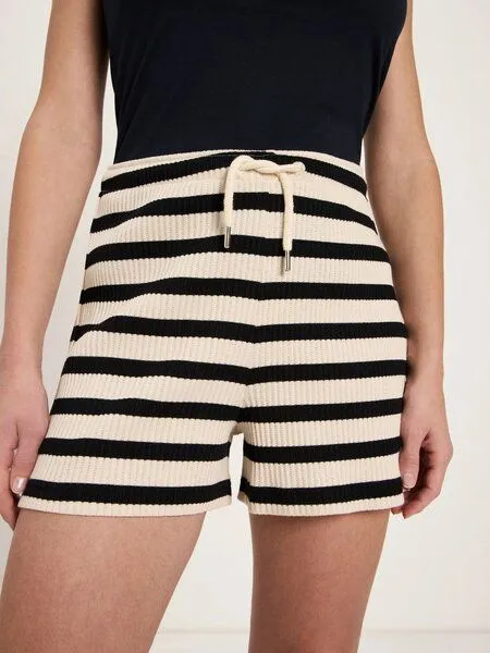 LANIUS LANIUS Shorts mit Streifen (GOTS) aus Bio-Baumwolle, Black creme, – Produktbild 3 von 3