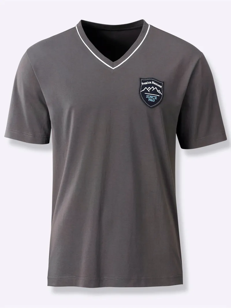 wäschepur men Schlafanzug-Shirt anthrazit, Anthrazit, – Produktbild 1 von 3