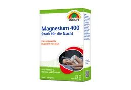 SUNLIFE SUNLIFE® Magnesium 400 Nacht Tabletten 32Stk Muskelkrampf Nervensystem 1 x täglich abends eine Tablette mit ausreichend Flüssigkeit schlucken – Produktbild 1 von 1