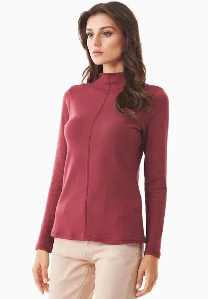ORGANICATION ORGANICATION Langarmshirt aus Bio-Baumwolle und TENCEL Modal, Rot(syrah red), – Produktbild 4 von 4