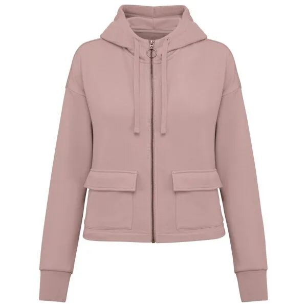 Greenspired Greenspired Umweltfreundliches Damen-Kapuzensweatshirt aus French Terry mit Reißverschluss 300g/m² XS-XL, Blütenrosa, – Produktbild 1 von 2