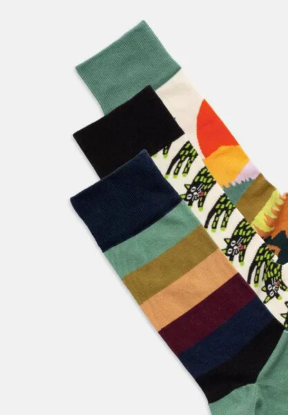 DillySocks DillySocks Socken „Abstract Nature“, Creme, rot, orange, grau-grün, dunkelgrün, schwarz, creme, grün, – Produktbild 4 von 4