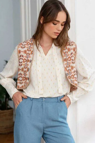 WiDDA WiDDA Langarm-Bluse BANDA, Creme gold, – Produktbild 4 von 4