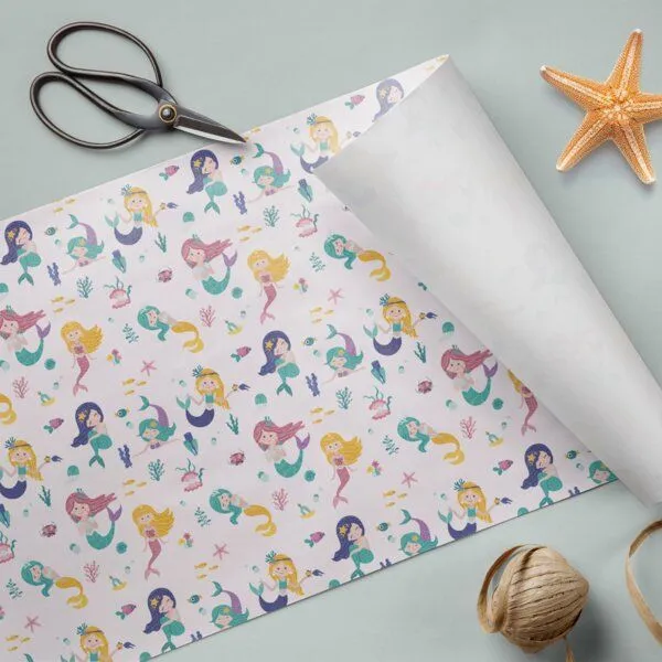 Fines Papeterie Fines Papeterie 3x 3m Geschenkpapier Set für Kinder Märchen Set 3 mit Prinzessin, Meerjungfrau, Einhorn 3 Rollen je 300x47 cm – Produktbild 3 von 4