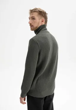 MELA MELA Herren vegan Strickpullover Gerippt Udai Grün Melange – Produktbild 1 von 1