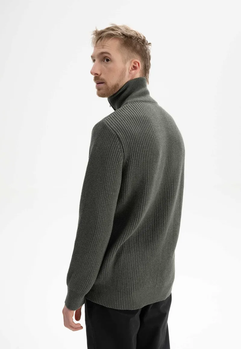 MELA MELA Herren vegan Strickpullover Gerippt Udai Grün Melange, Olivgrün, – Produktbild 1 von 2