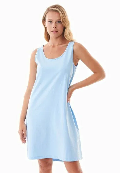 ORGANICATION ORGANICATION DENNIS | Ärmelloses Nachthemd aus Bio-Baumwolle, Light blue, – Produktbild 1 von 4