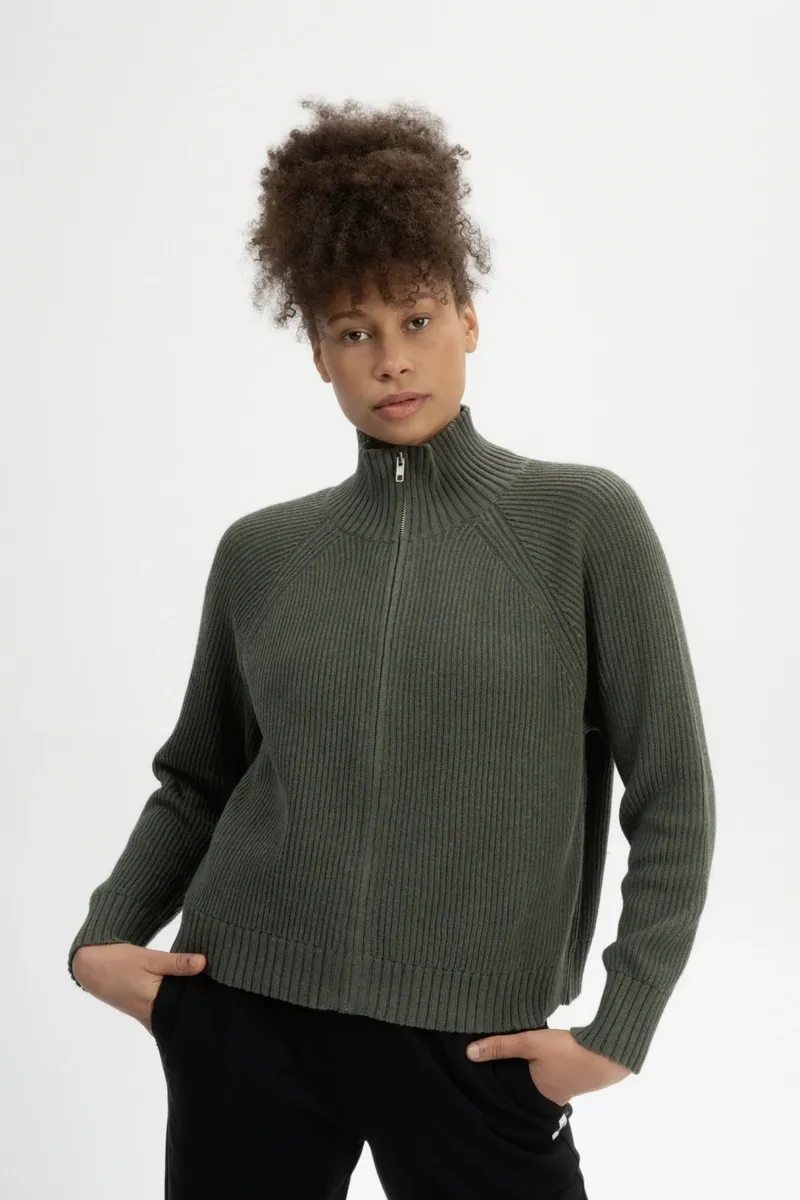 MELA MELA Damen vegan Strickjacke Kamuka Grün Meliert, Olivgrün, – Produktbild 2 von 2