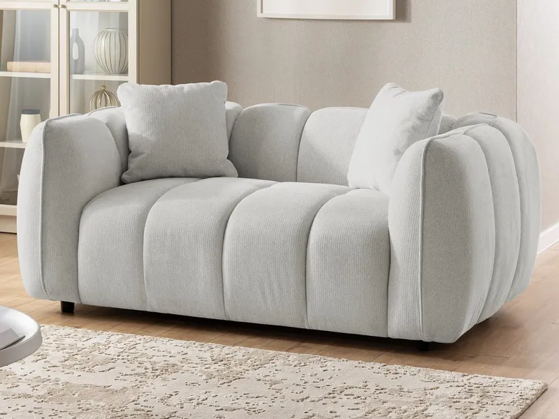 S-Style Möbel Polstergarnitur 3+2+1 Nubira in tief gesteppter Bubble-Optik aus Strukturstoff, mit modernem Design und Wellenfederung, Grau, – Produktbild 3 von 5