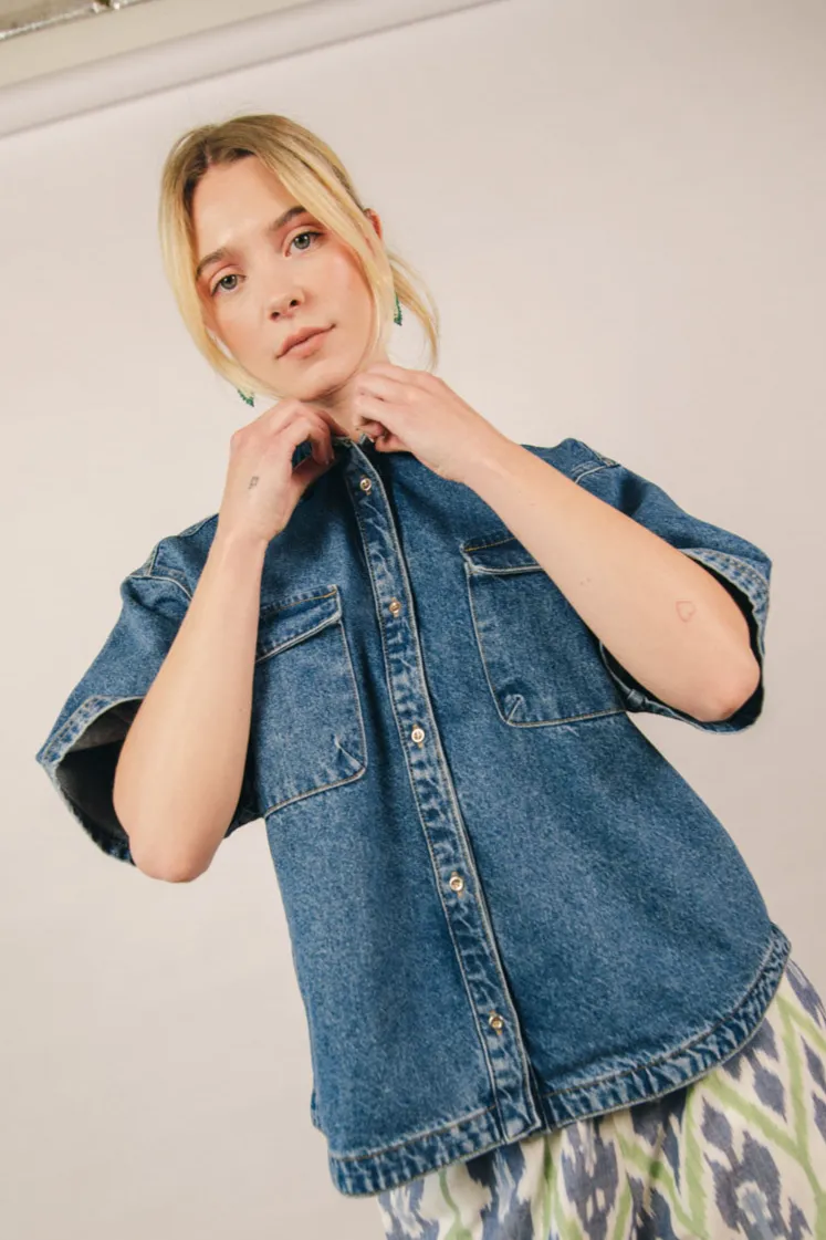 el.résidu el.résidu Damen vegan Hemd Isa, Blau, – Produktbild 2 von 2