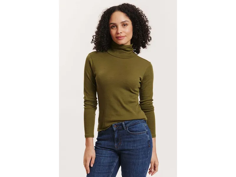 Tranquillo Tranquillo Longsleeve Marryy aus Biobaumwolle, Olive, – Produktbild 4 von 7