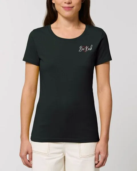 Human Family Bio Damen Rundhals T-Shirt Amorous "Be kind" von Human Family, Schwarz, – Produktbild 2 von 2