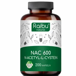 Raibu Natural Raibu Natural NAC (N-Acetyl-Cystein) 600 | 200 Kapseln – Produktbild 1 von 1