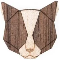 BeWooden BeWooden Brosche aus Holz - Graue Katze | Mode Schmuck – Produktbild 1 von 1