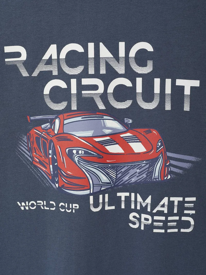 Vertbaudet Jungen Langarmshirt mit witzigem Sport-Print, Schiefergrau, – Produktbild 2 von 2