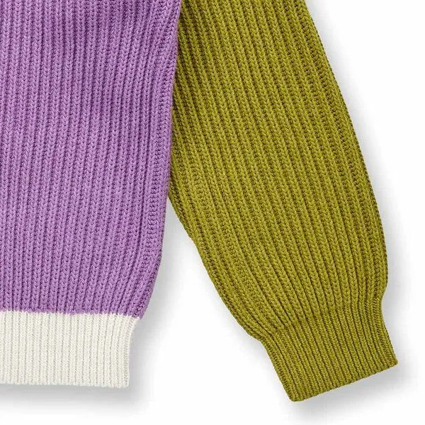 Sense Organics Sense Organics Kinder Strickjacke mit Colour-Blocking, Modell NUAKOO, Flieder-terrakotta-grüner tee melange, – Produktbild 4 von 4
