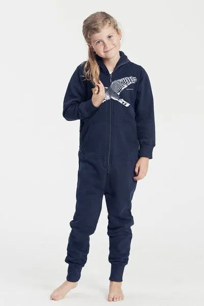 Peaces.bio - handbedruckte Biomode Peaces.bio - handbedruckte Biomode Jumpsuit Sperber Kinder, Navy, – Produktbild 3 von 4