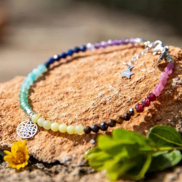 Divasya Divasya Chakra Armband aus Natursteinen, Silber, – Produktbild 1 von 4