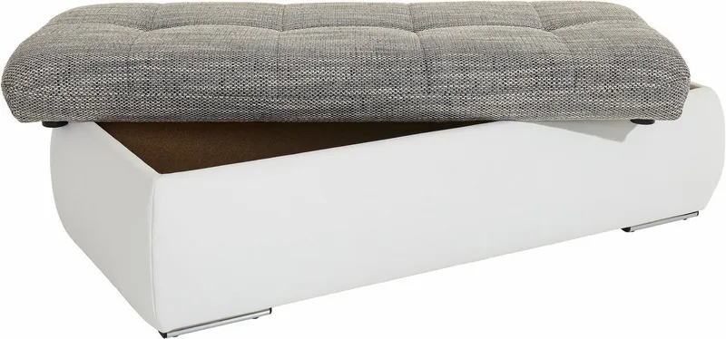 DOMO collection Polsterhocker MORIC 136x64 cm, praktisch und komfortabel, inklusive Stauraum, Grau|weiß, – Produktbild 4 von 5