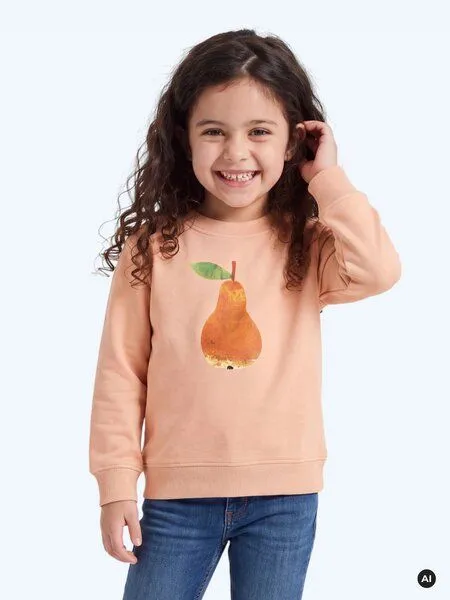 MelaDi Meladi Kinder Sweater aus Biobaumwolle - Birne auf Creme Latte, Natural white, – Produktbild 5 von 6