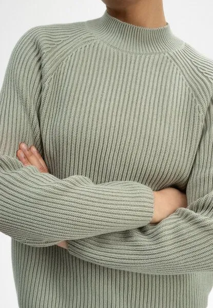 MELA Rippstrick Stehkragenpullover ANALAH | von MELA | Fairtrade & GOTS zertifiziert, Green clay, – Produktbild 4 von 4
