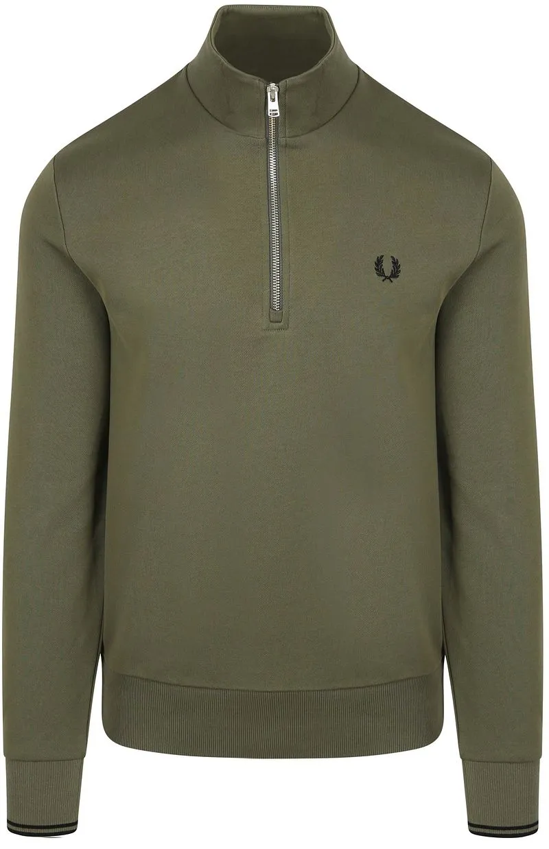 Fred Perry Fred Perry Half Zip Pullover Dunkelgrün Z50 - Größe L, Dunkelgrün, – Produktbild 1 von 5