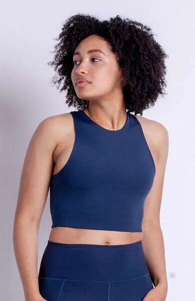 Girlfriend Collective Girlfriend Collective Damen Yoga-BH-Top Dylan aus recycelten Plastikflaschen, Mitternachtsblau, – Produktbild 1 von 4
