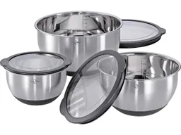 Schüssel-Set "Deluxe" aus Edelstahl mit Deckel, 3er-Set, rutschfest – Produktbild 1 von 1