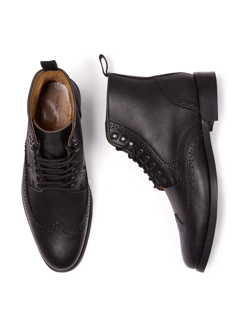 Will's Vegan Store Will's Vegan Store Herren vegan Brogue-Stiefel Schwarz, Schwarz, – Produktbild 2 von 2