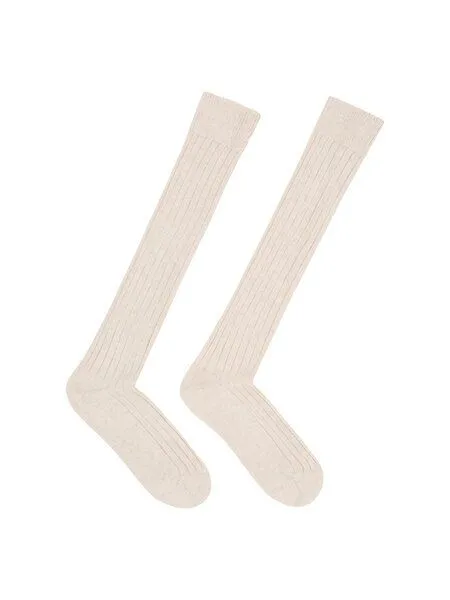 LANIUS LANIUS Kniestrümpfe aus Bio-Baumwolle, Rippe (weiß-off-white-melange), – Produktbild 1 von 3