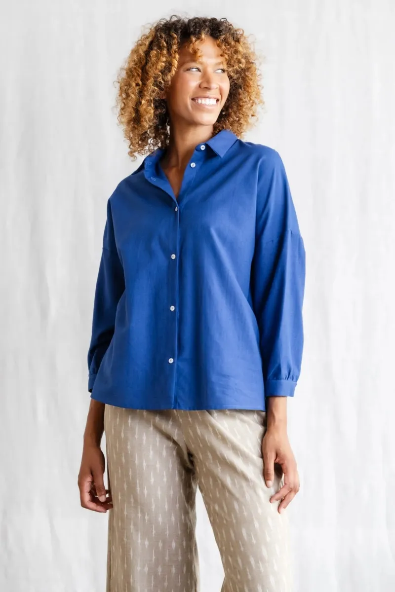 Jyoti - Fair Works Jyoti - Fair Works Damen vegan Bluse Mayank Kobaltblau, Dunkelblau, – Produktbild 2 von 2