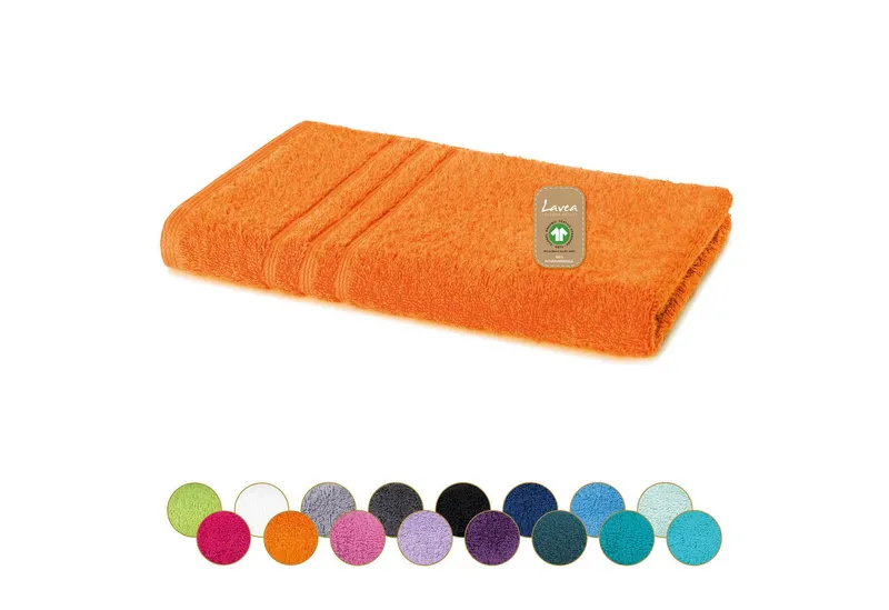 Lavea Handtücher Bali Handtuch 50x100 cm, Sporthandtuch, Fitness-Handtuch, Weiches Bio-Baumwollfrottee (1-St), pflegeleicht, GOTS-zertifiziert, extra saugstark mit 500g/m², Orange, – Produktbild 1 von 4