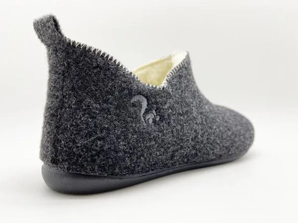 thies Hausschuh Slipper Boot "thies ®", echte Wolle und Bio-Schurwolle, fair produziert, Anthracite (dunkelgrau), – Produktbild 4 von 4