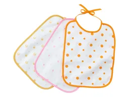 HANS NATUR Lätzchen mit Bindebändern Bio Baumwolle 3er-Set orange-pink-gelb Maße 32 x 26 cm – Produktbild 1 von 1