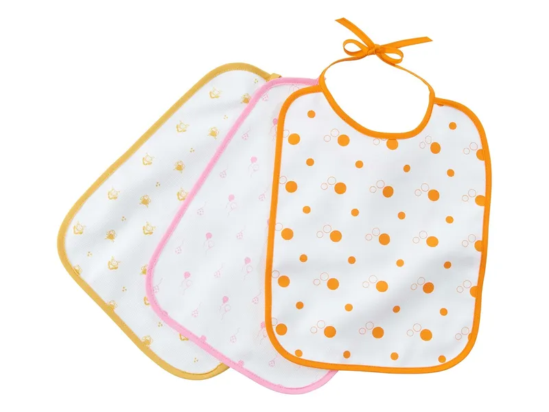 HANS NATUR Lätzchen mit Bindebändern Bio Baumwolle 3er-Set orange-pink-gelb Maße 32 x 26 cm, Mehrfarbig, – Produktbild 1 von 1