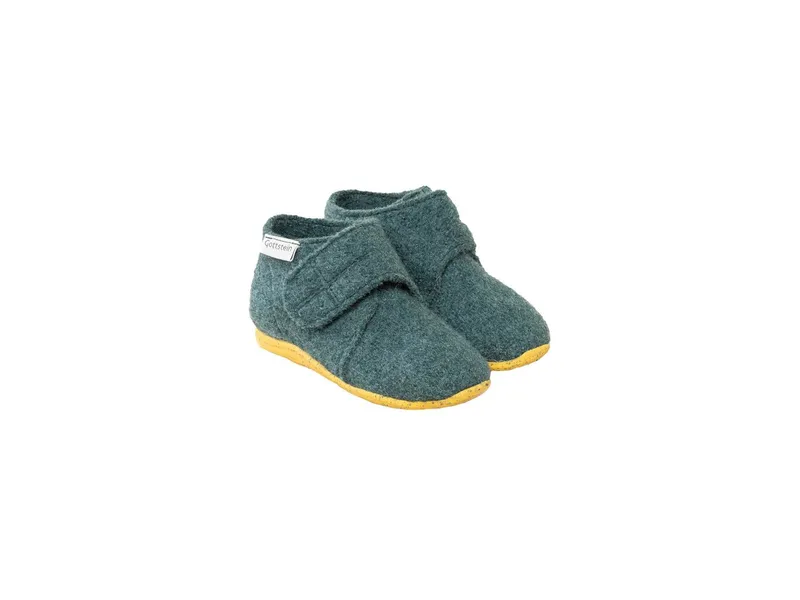 Gottstein Gottstein Kinder Hausschuhe Wollwalk Gummi-Kork Sohle, Grün, – Produktbild 1 von 2