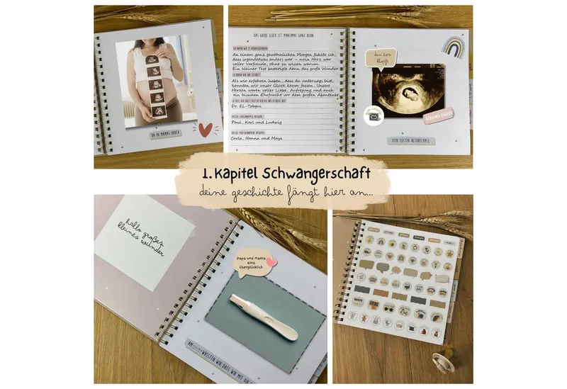 Mama Poppins Germany Mama Poppins Germany Tagebuch Babyalbum Mein 1. Jahr zum Ausfüllen, Babytagebuch, Beige|goldfarben, – Produktbild 5 von 5