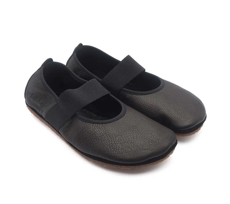 Pololo Pololo Barfuß Ballerina Kaya, Damen Barfußschuh aus natürlich gegerbtem Leder, Schwarz, – Produktbild 1 von 5