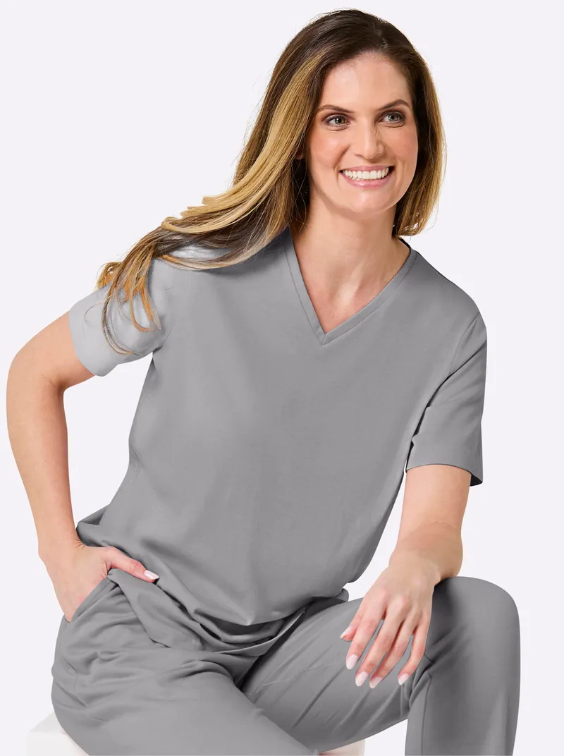 wäschepur Schlafanzug-Shirt steingrau, Steingrau, – Produktbild 2 von 2