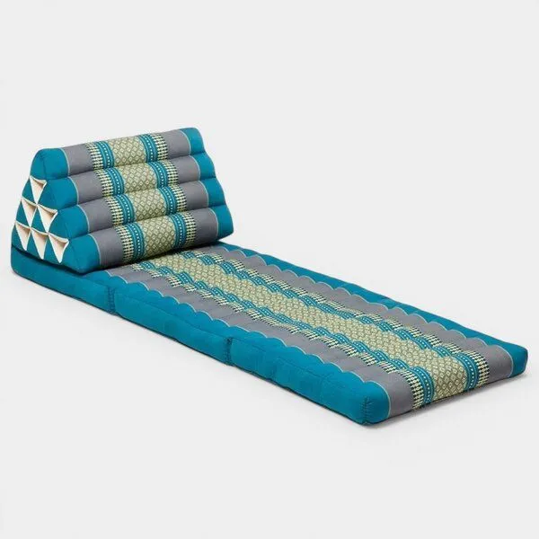 Der Lindwurm Der Lindwurm Thai Yogamatte- Dreieckskissen mit Kapokfüllung, Hellblau/grau, – Produktbild 1 von 2